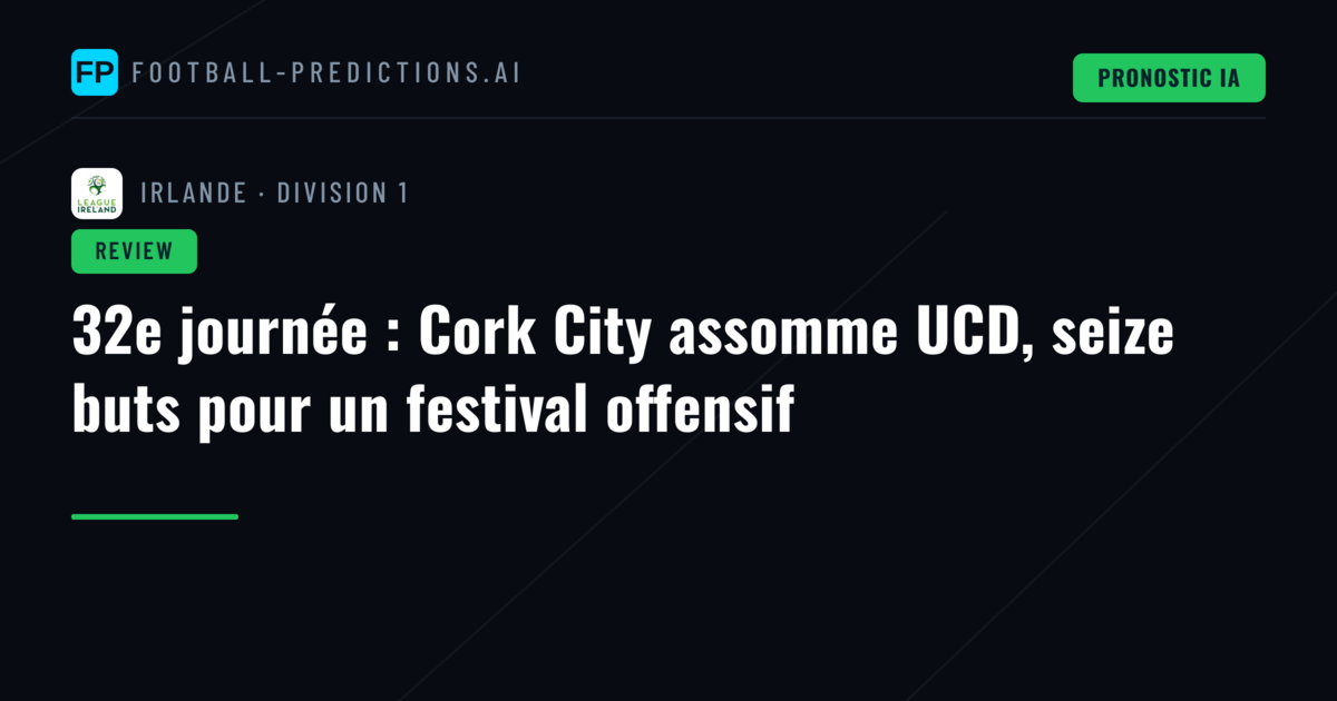 32e journée : Cork City assomme UCD, seize buts pour un festival offensif