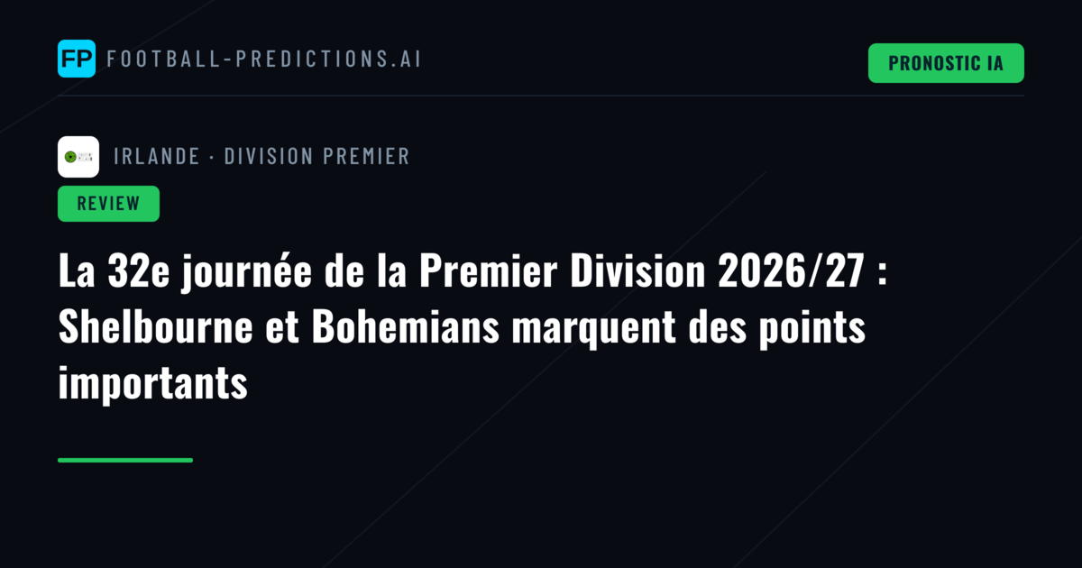 La 32e journée de la Premier Division 2026/27 : Shelbourne et Bohemians marquent des points importants
