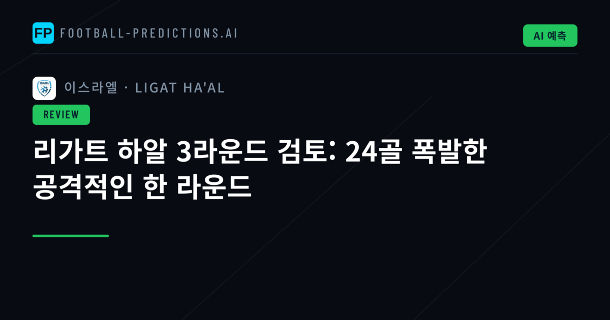 리가트 하알 3라운드 검토: 24골 폭발한 공격적인 한 라운드