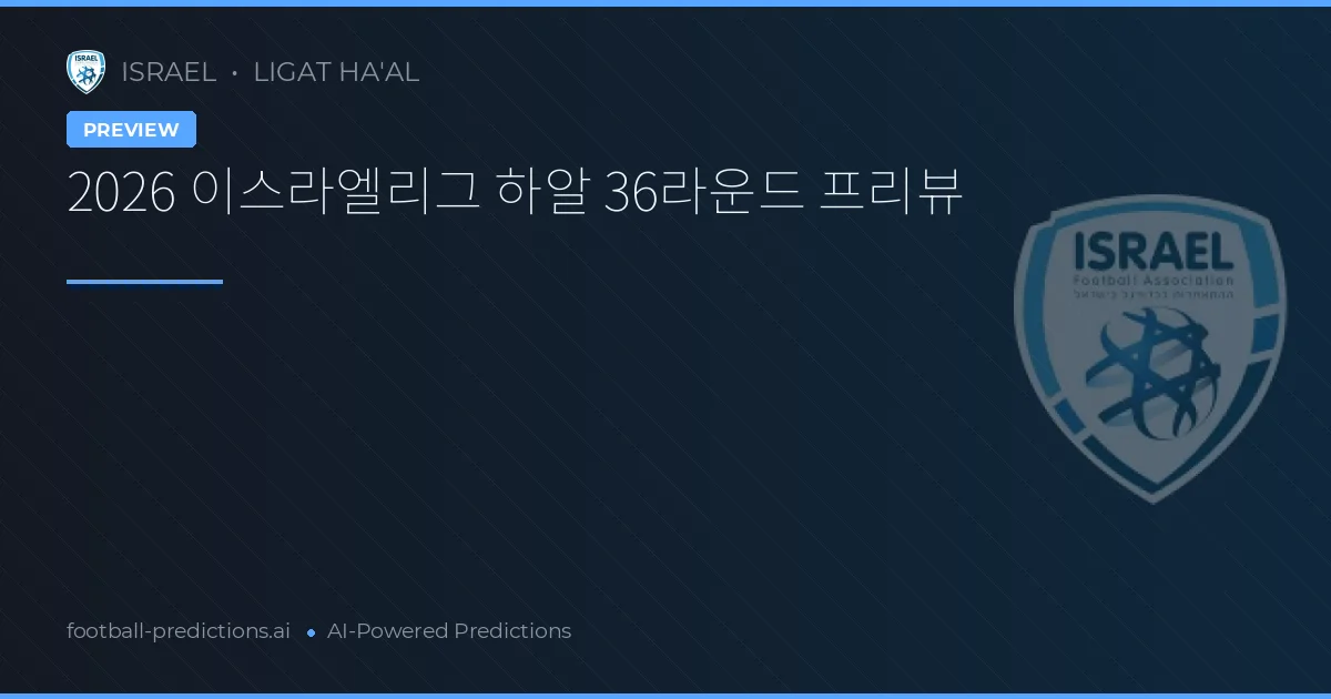 2026 이스라엘리그 하알 36라운드 프리뷰