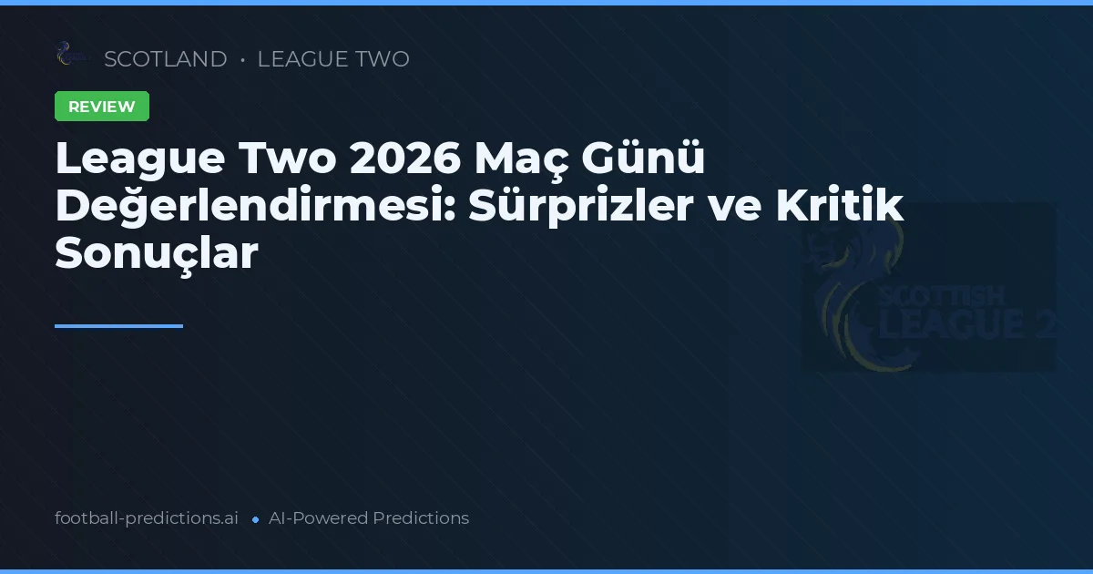 League Two 2026 Maç Günü Değerlendirmesi: Sürprizler ve Kritik Sonuçlar