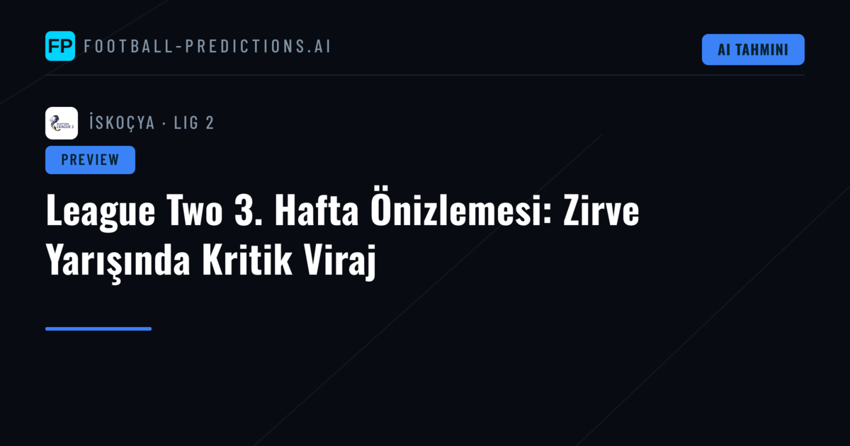 League Two 3. Hafta Önizlemesi: Zirve Yarışında Kritik Viraj