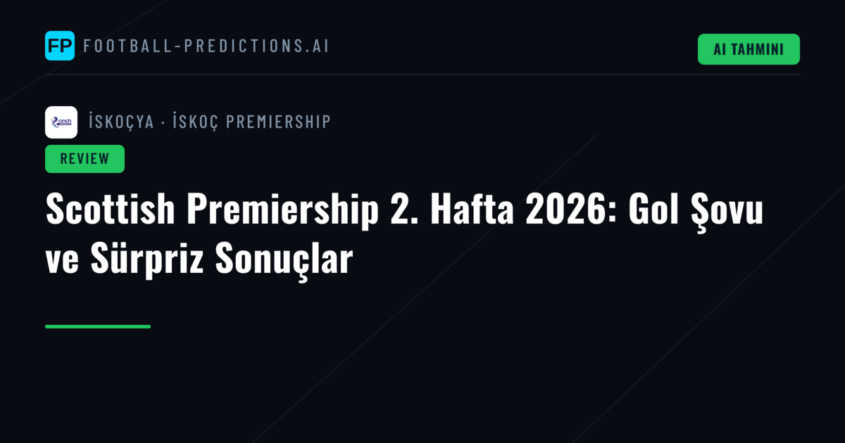 Scottish Premiership 2. Hafta 2026: Gol Şovu ve Sürpriz Sonuçlar