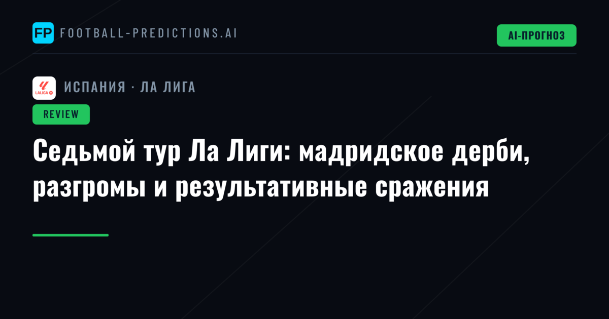 Седьмой тур Ла Лиги: мадридское дерби, разгромы и результативные сражения