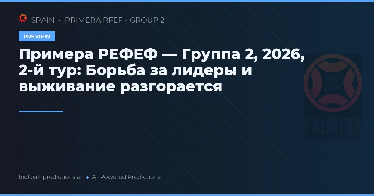 Примера РЕФЕФ — Группа 2, 2026, 2-й тур: Борьба за лидеры и выживание разгорается