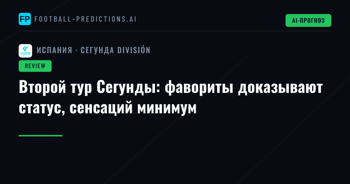 Второй тур Сегунды: фавориты доказывают статус, сенсаций минимум