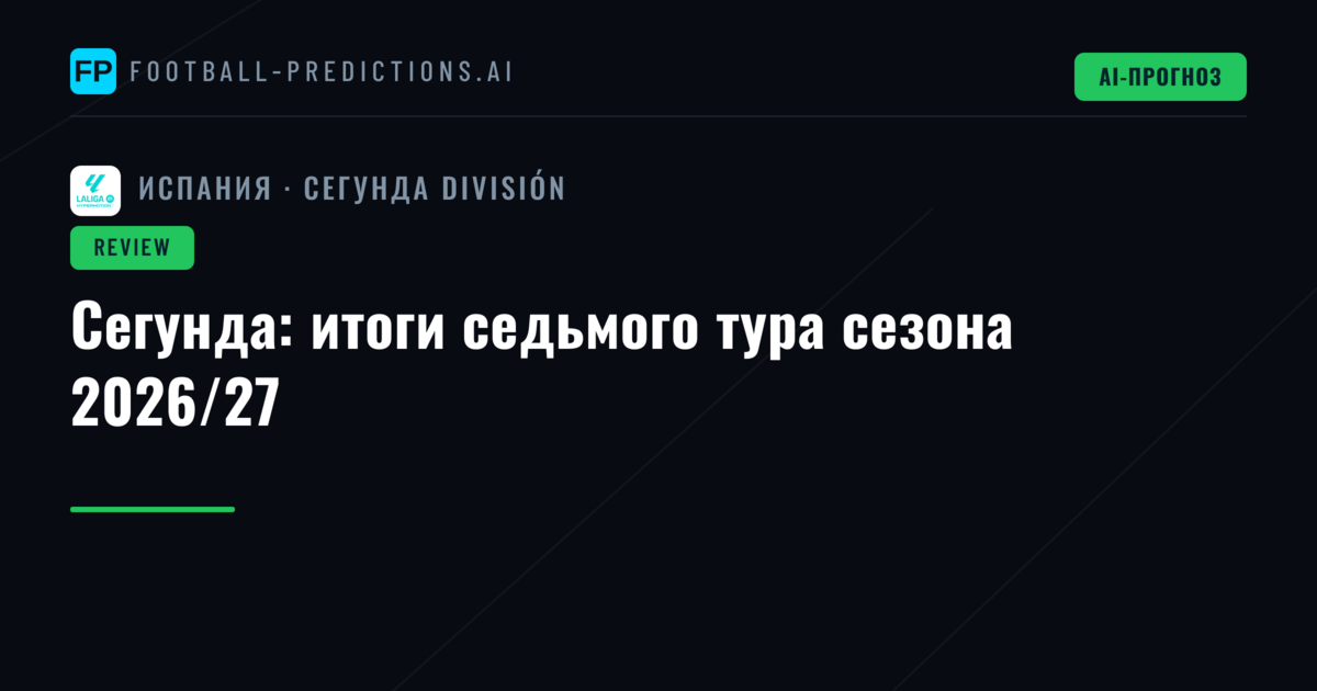 Сегунда: итоги седьмого тура сезона 2026/27