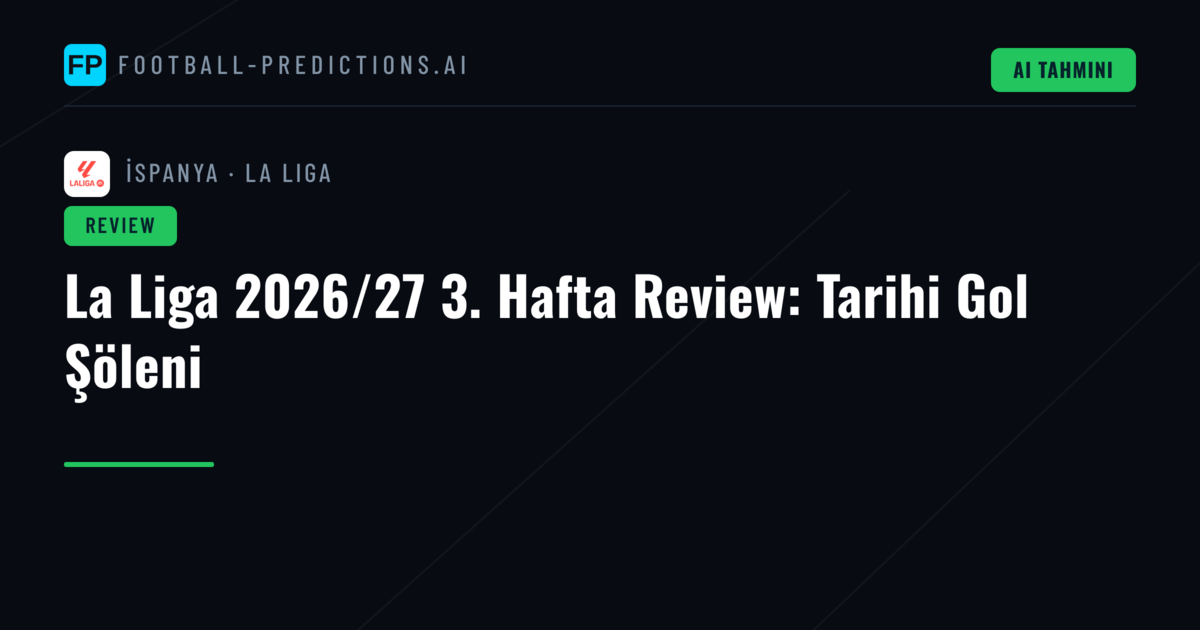La Liga 2026/27 3. Hafta Review: Tarihi Gol Şöleni