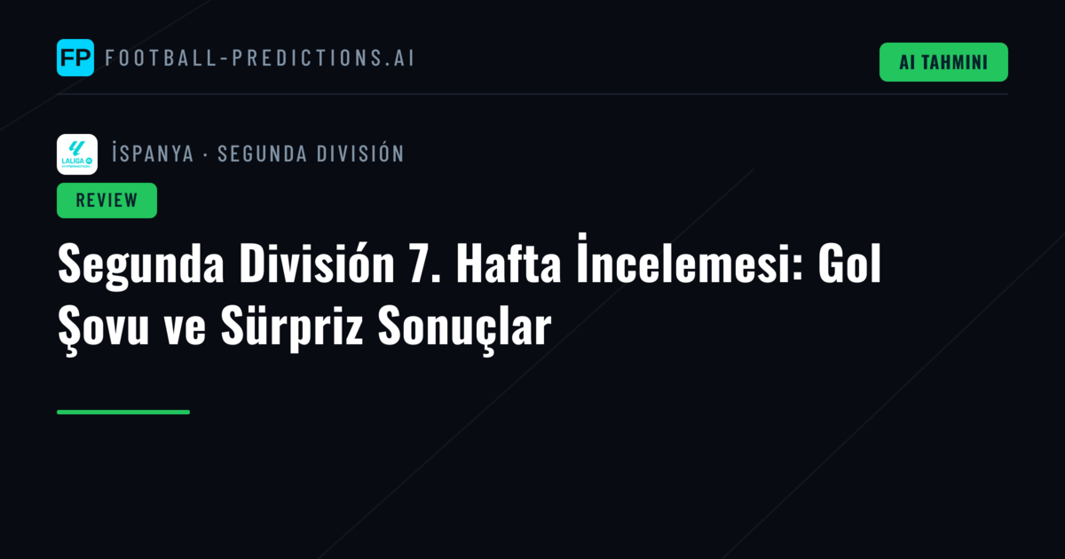 Segunda División 7. Hafta İncelemesi: Gol Şovu ve Sürpriz Sonuçlar