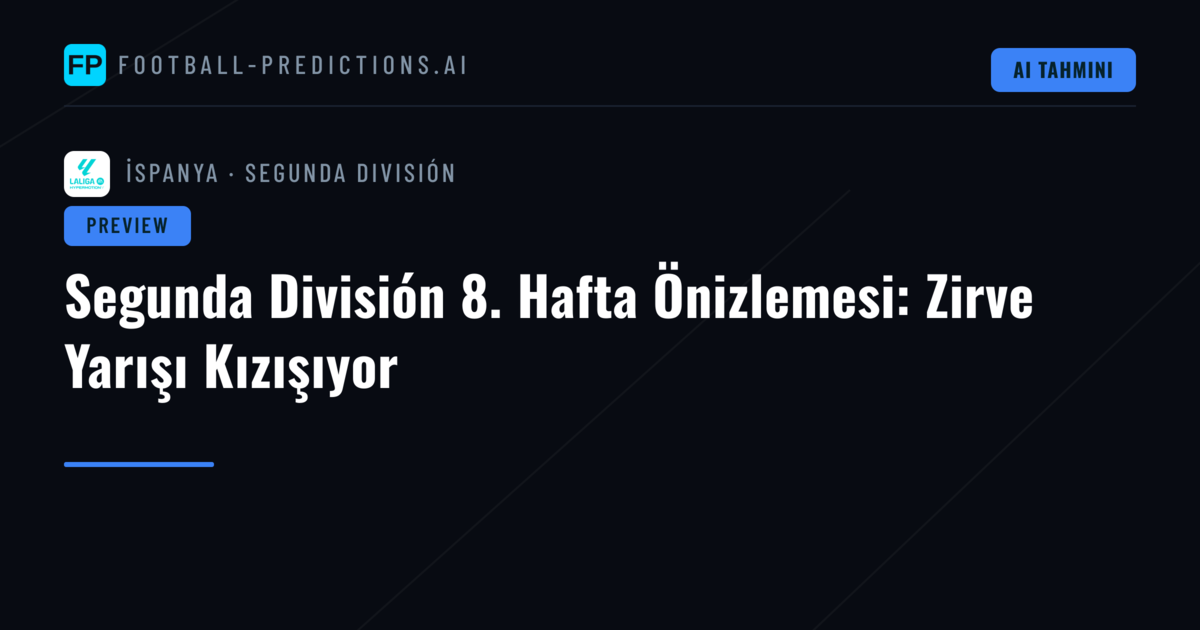 Segunda División 8. Hafta Önizlemesi: Zirve Yarışı Kızışıyor