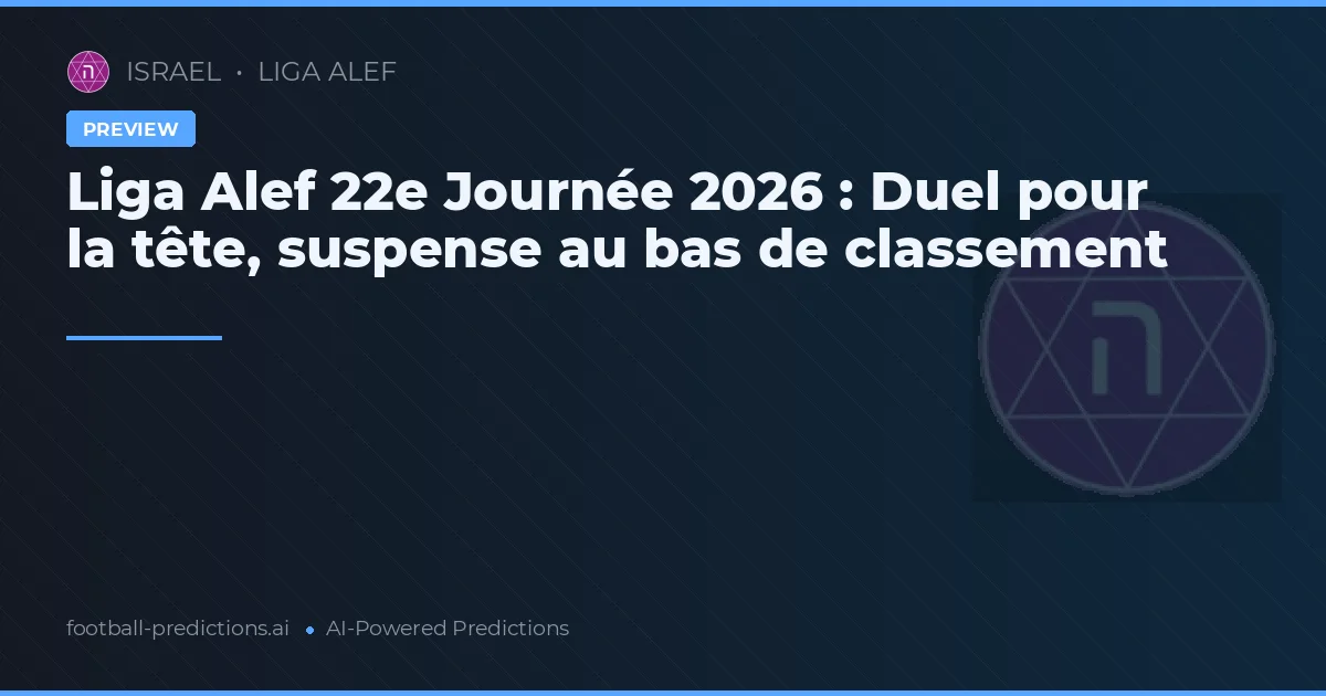 Liga Alef 22e Journée 2026 : Duel pour la tête, suspense au bas de classement