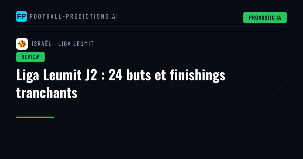 Liga Leumit J2 : 24 buts et finishings tranchants