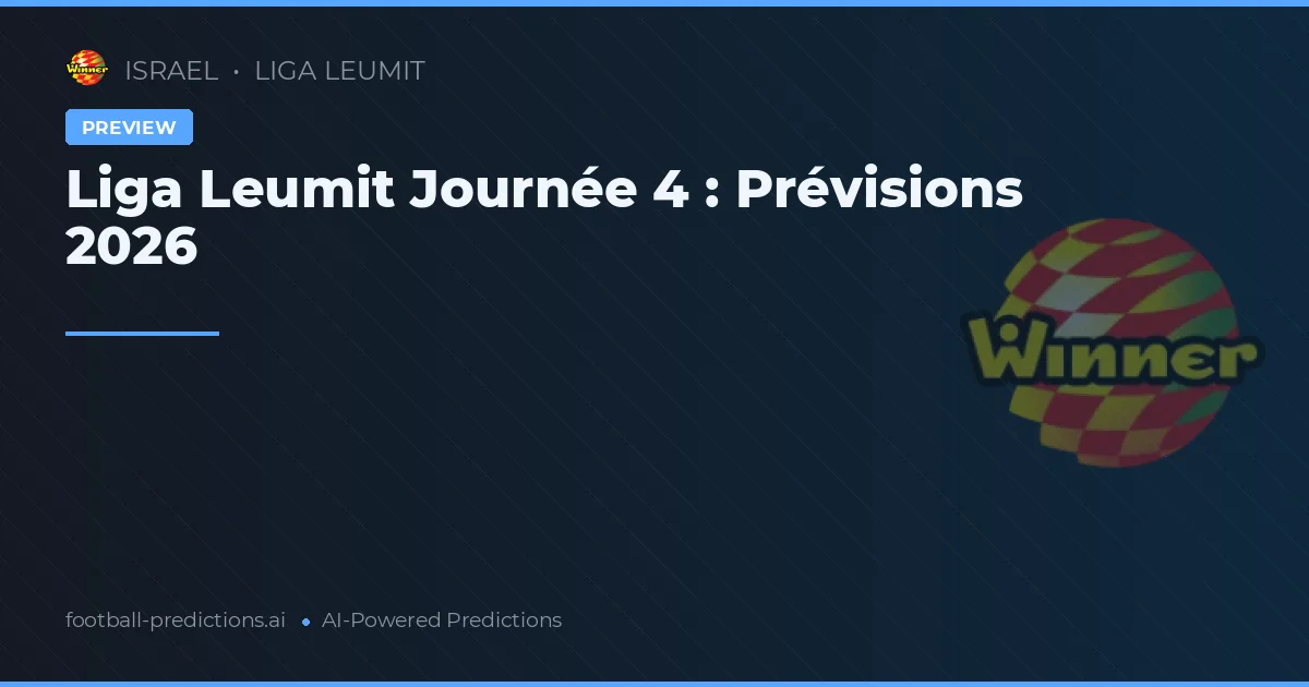 Liga Leumit Journée 4 : Prévisions 2026