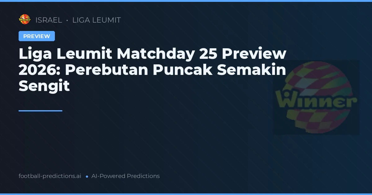 Liga Leumit Matchday 25 Preview 2026: Perebutan Puncak Semakin Sengit