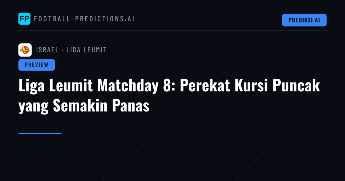 Liga Leumit Matchday 8: Perekat Kursi Puncak yang Semakin Panas