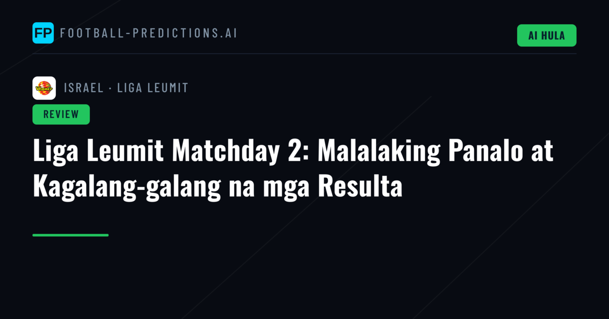 Liga Leumit Matchday 2: Malalaking Panalo at Kagalang-galang na mga Resulta
