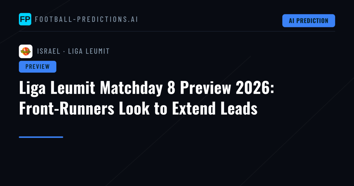 Liga Leumit Matchday 8 Preview 2026: Front-Runners Look to Extend Leads