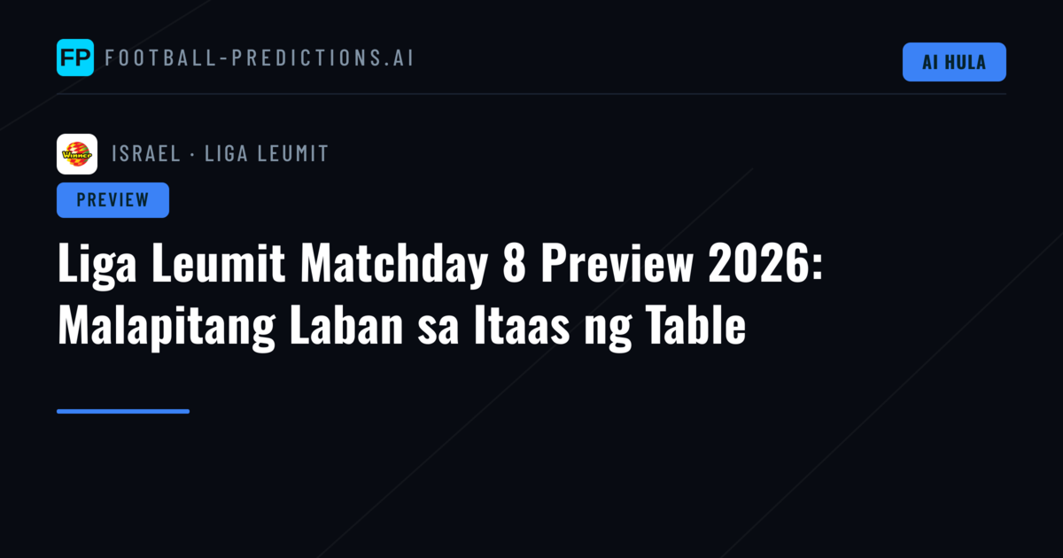 Liga Leumit Matchday 8 Preview 2026: Malapitang Laban sa Itaas ng Table