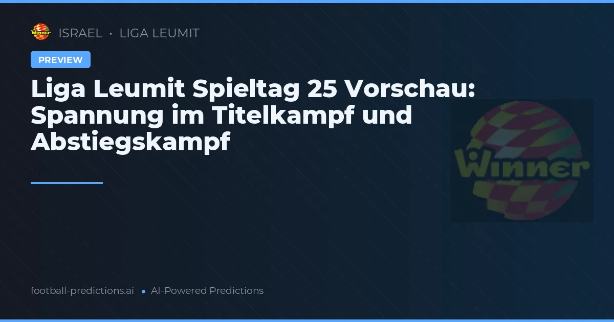 Liga Leumit Spieltag 25 Vorschau: Spannung im Titelkampf und Abstiegskampf