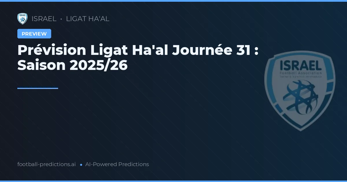 Prévision Ligat Ha'al Journée 31 : Saison 2025/26