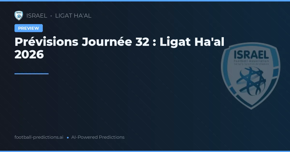 Prévisions Journée 32 : Ligat Ha'al 2026