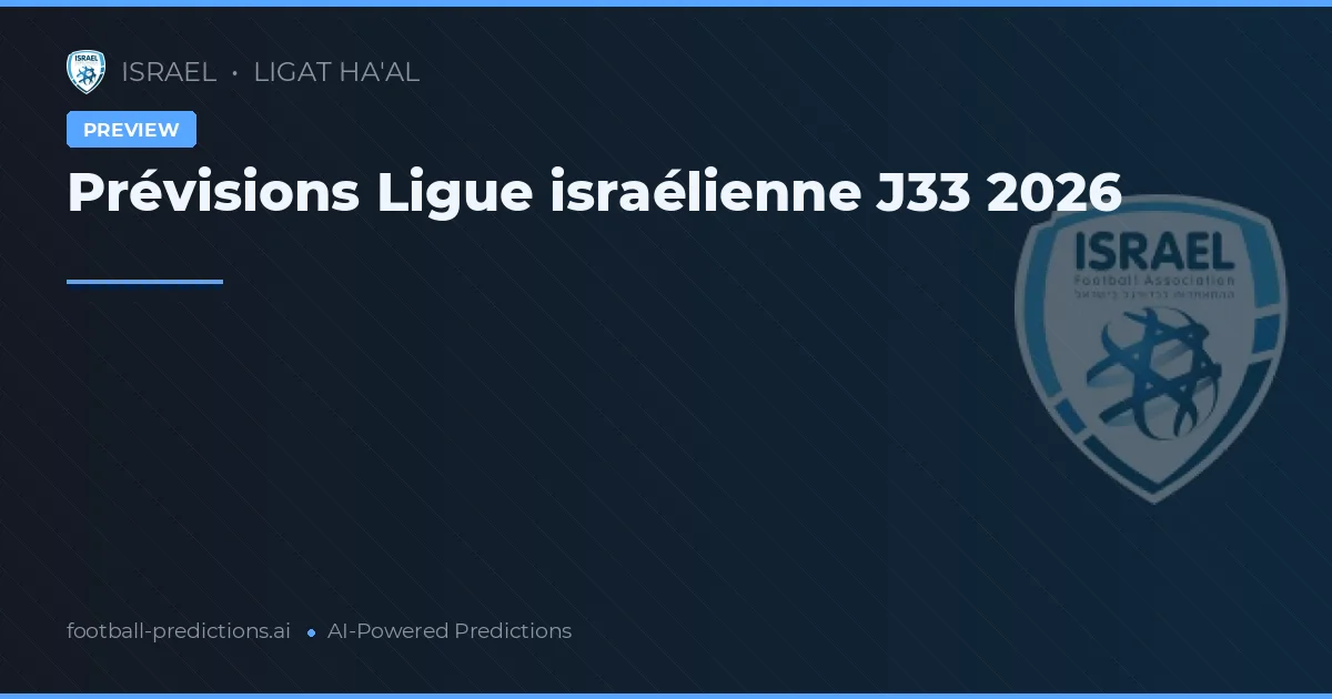 Prévisions Ligue israélienne J33 2026