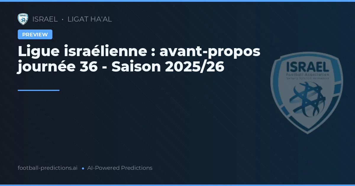 Ligue israélienne : avant-propos journée 36 - Saison 2025/26