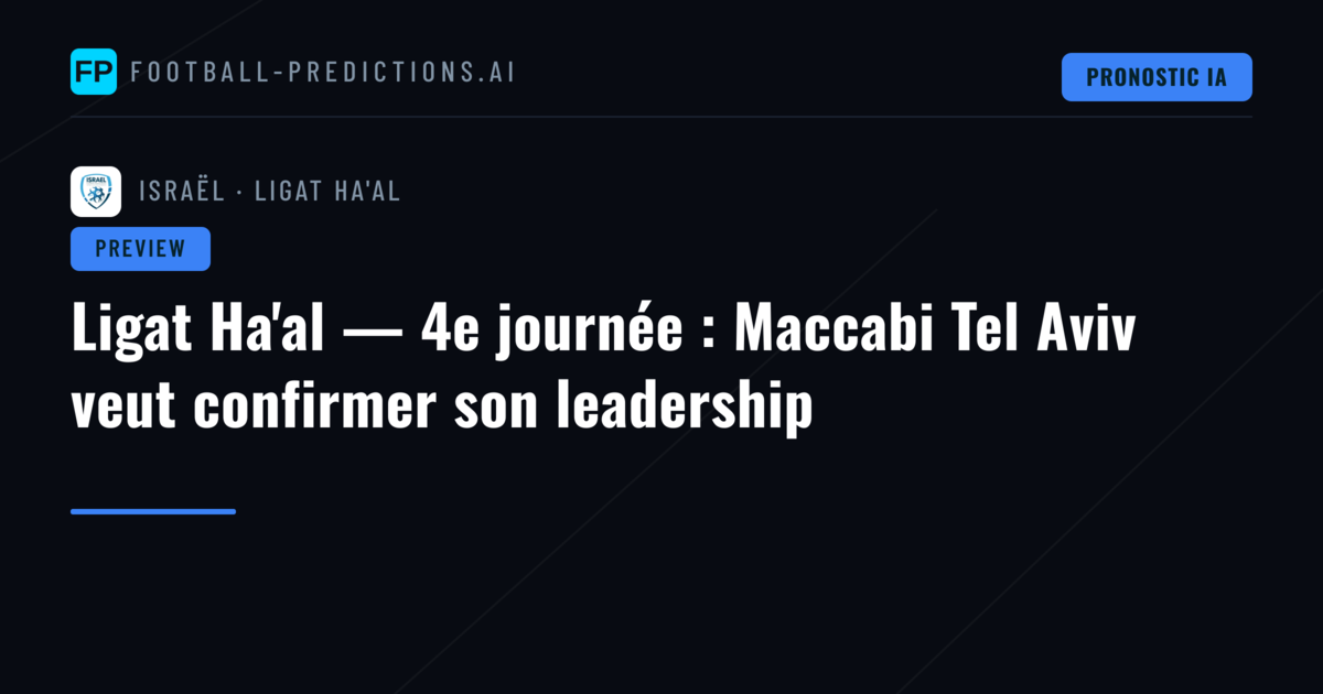 Ligat Ha'al — 4e journée : Maccabi Tel Aviv veut confirmer son leadership