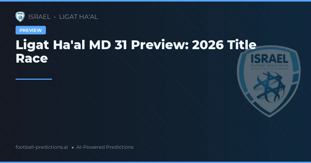 Ligat Ha'al MD 31 Preview: 2026 Title Race