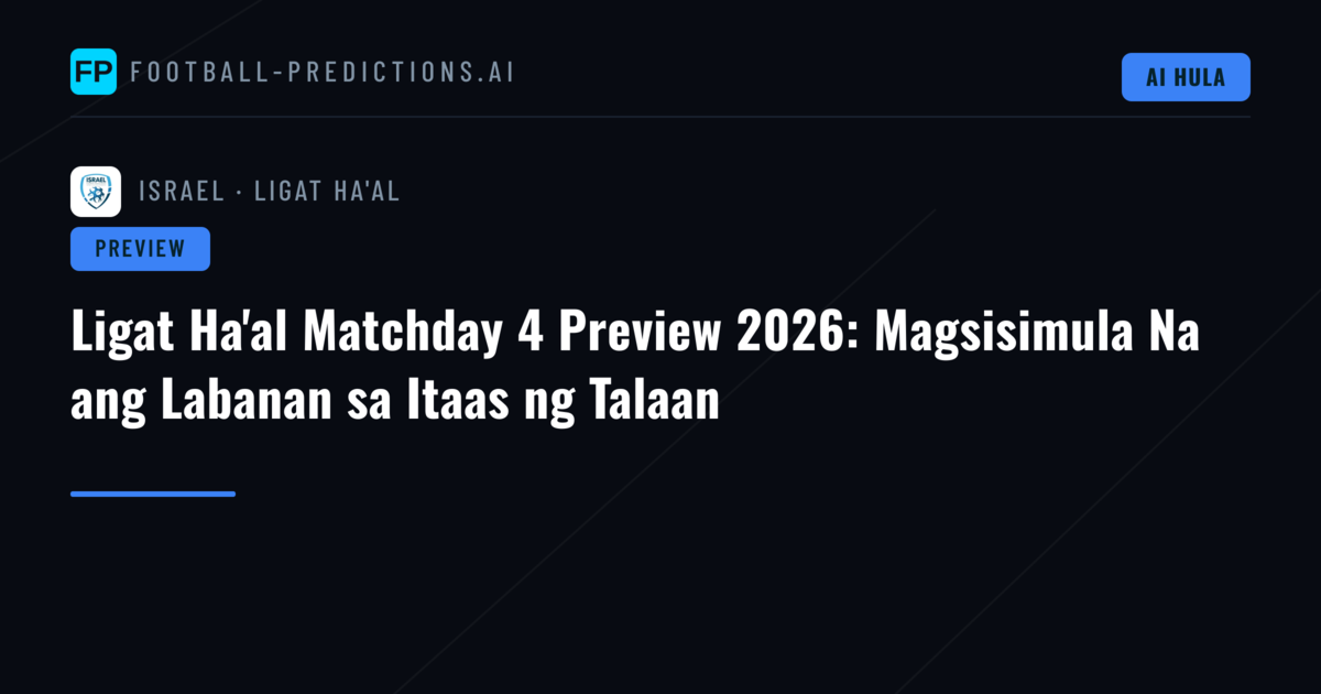 Ligat Ha'al Matchday 4 Preview 2026: Magsisimula Na ang Labanan sa Itaas ng Talaan