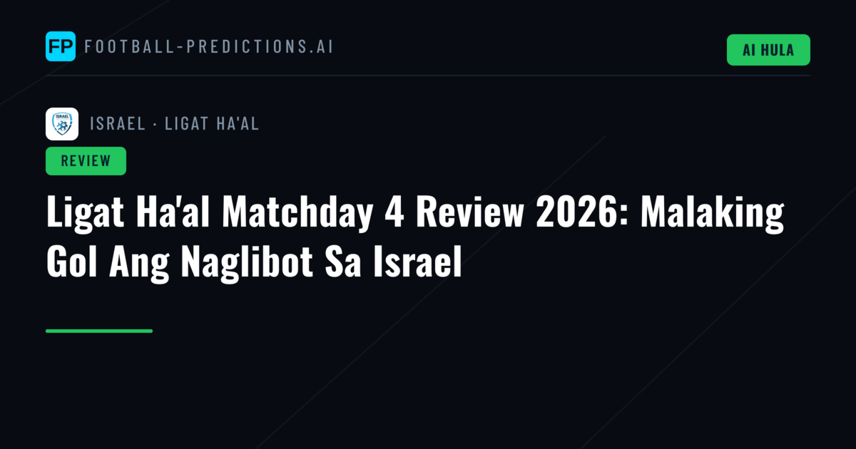 Ligat Ha'al Matchday 4 Review 2026: Malaking Gol Ang Naglibot Sa Israel