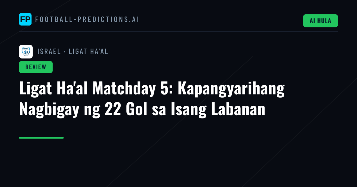Ligat Ha'al Matchday 5: Kapangyarihang Nagbigay ng 22 Gol sa Isang Labanan
