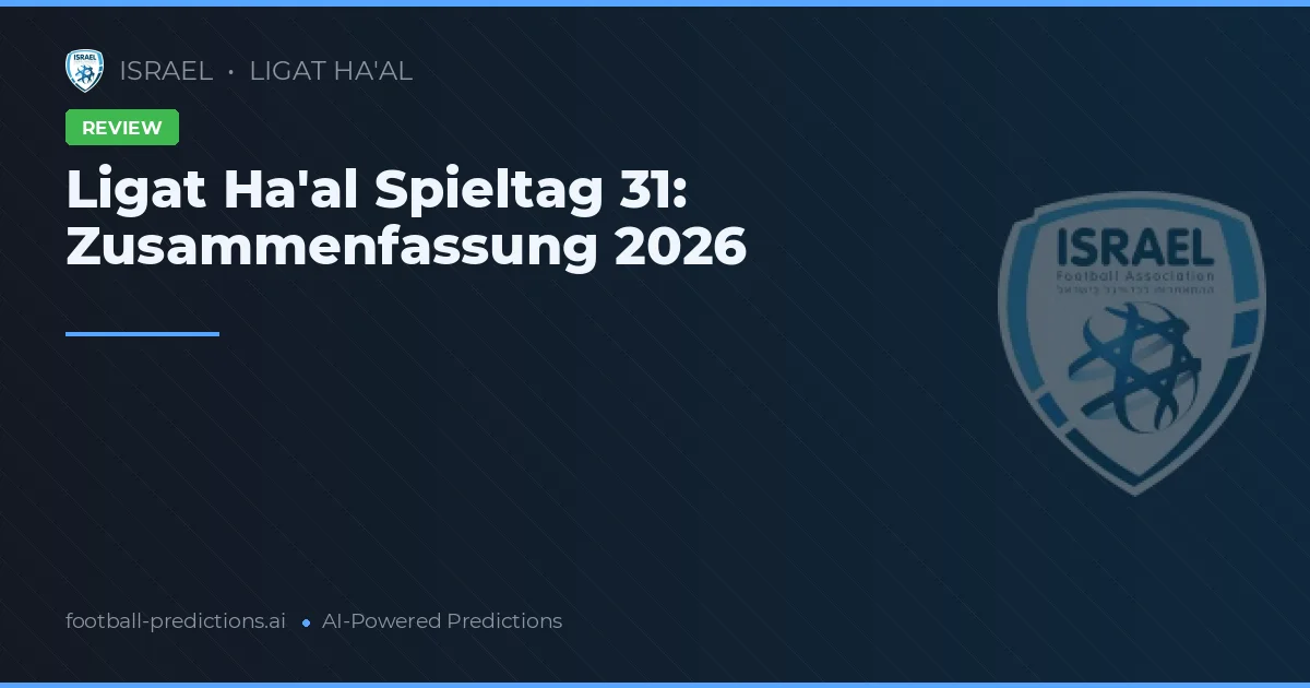 Ligat Ha'al Spieltag 31: Zusammenfassung 2026