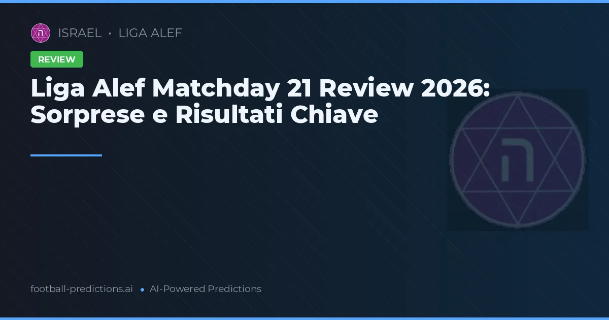 Liga Alef Matchday 21 Review 2026: Sorprese e Risultati Chiave