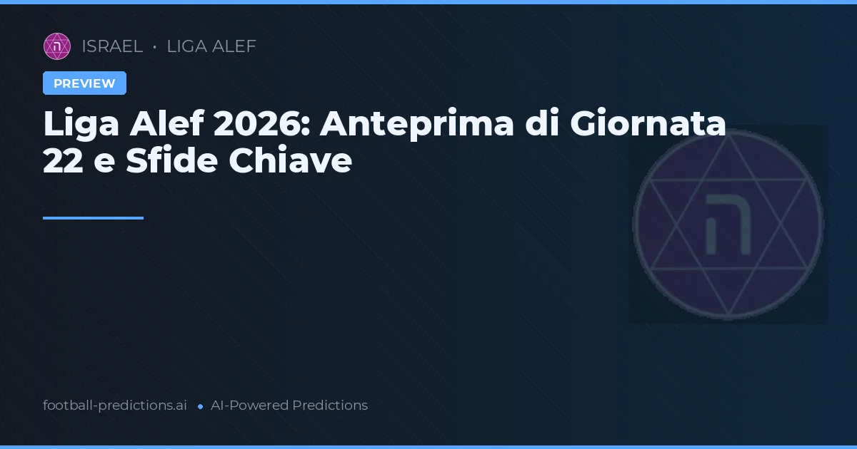 Liga Alef 2026: Anteprima di Giornata 22 e Sfide Chiave
