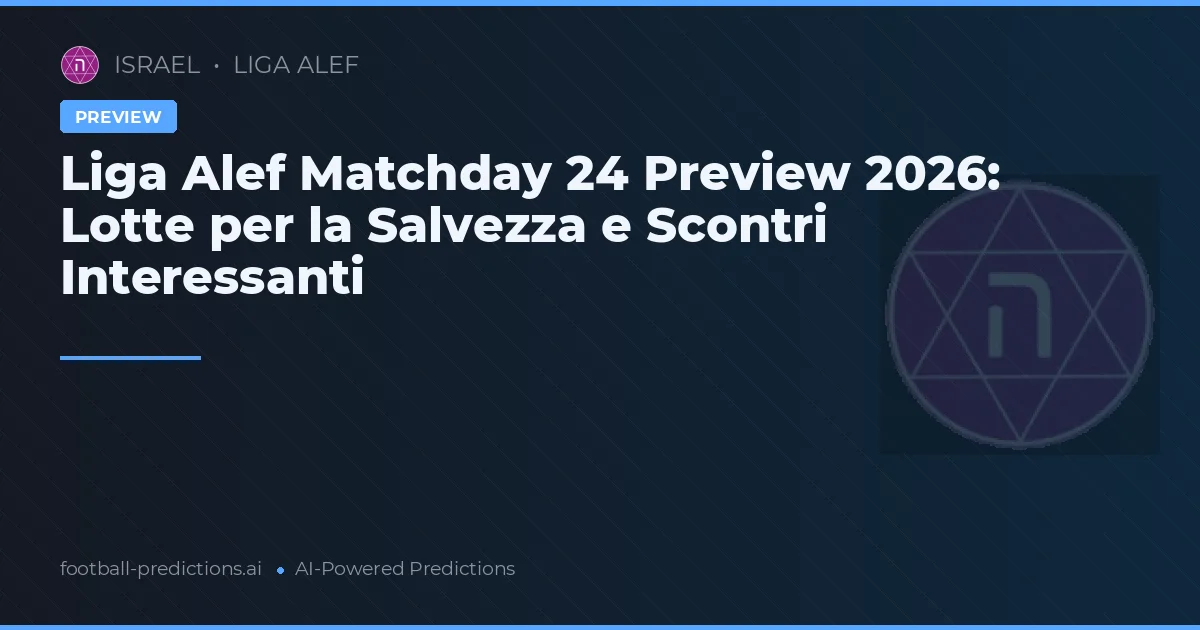 Liga Alef Matchday 24 Preview 2026: Lotte per la Salvezza e Scontri Interessanti