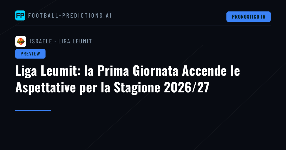 Liga Leumit: la Prima Giornata Accende le Aspettative per la Stagione 2026/27