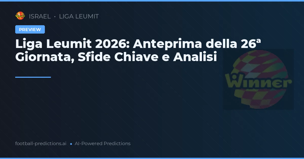 Liga Leumit 2026: Anteprima della 26ª Giornata, Sfide Chiave e Analisi
