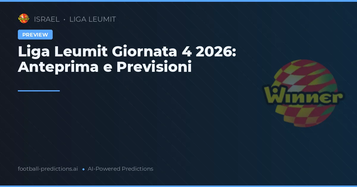 Liga Leumit Giornata 4 2026: Anteprima e Previsioni