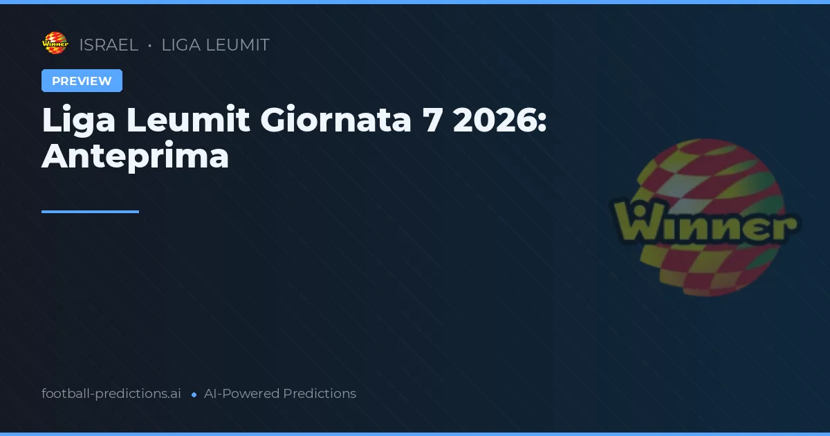 Liga Leumit Giornata 7 2026: Anteprima