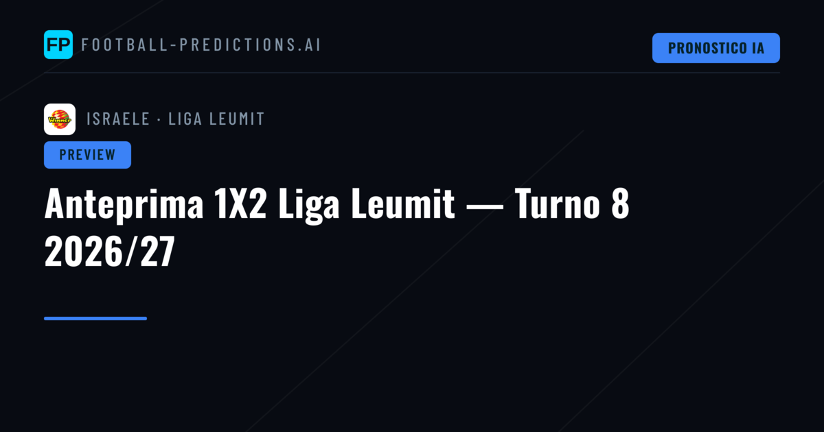 Anteprima 1X2 Liga Leumit — Turno 8 2026/27