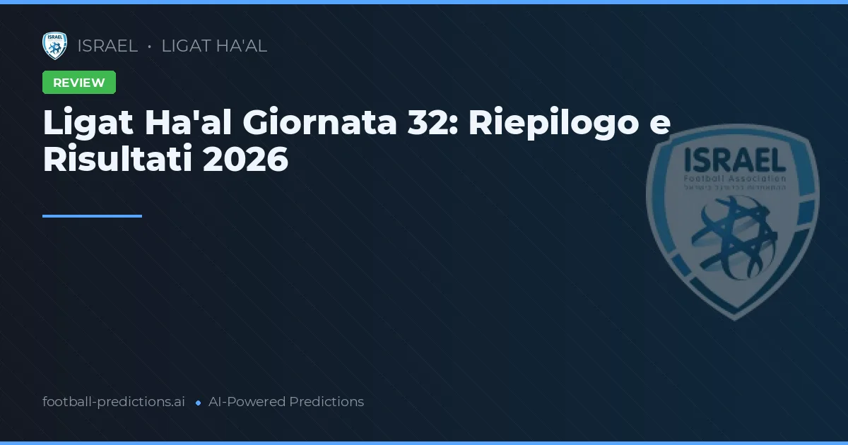 Ligat Ha'al Giornata 32: Riepilogo e Risultati 2026