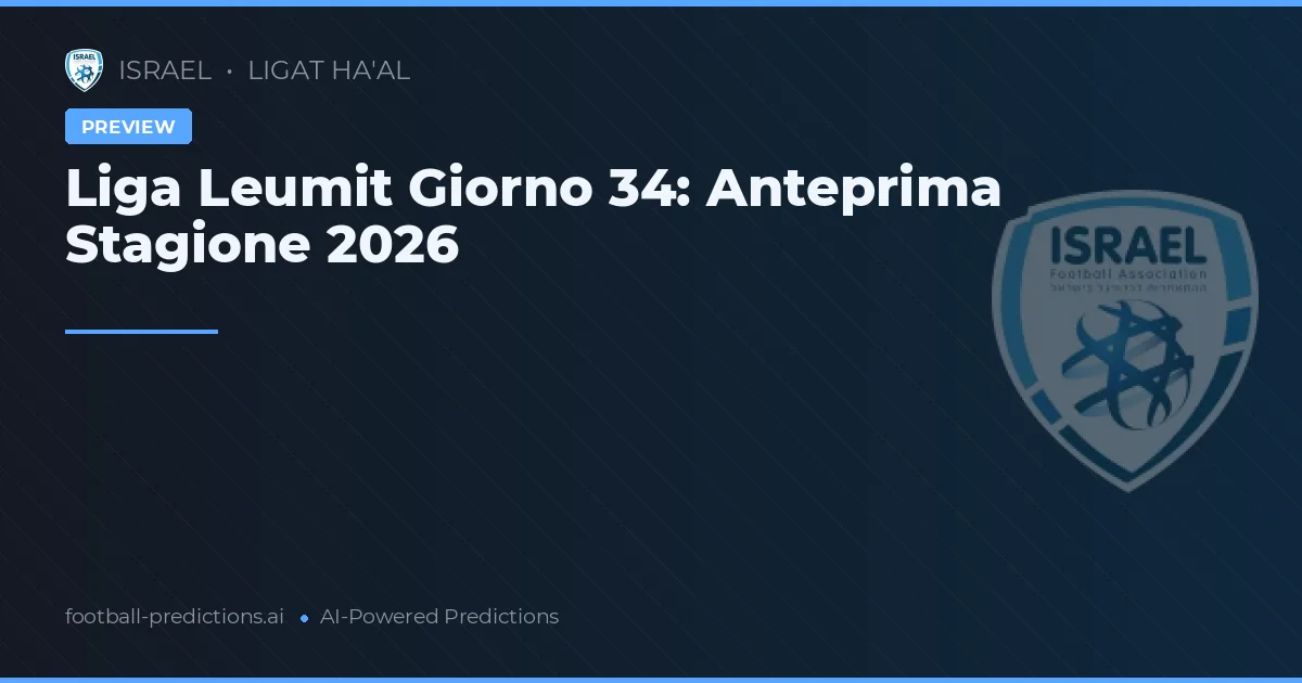 Liga Leumit Giorno 34: Anteprima Stagione 2026