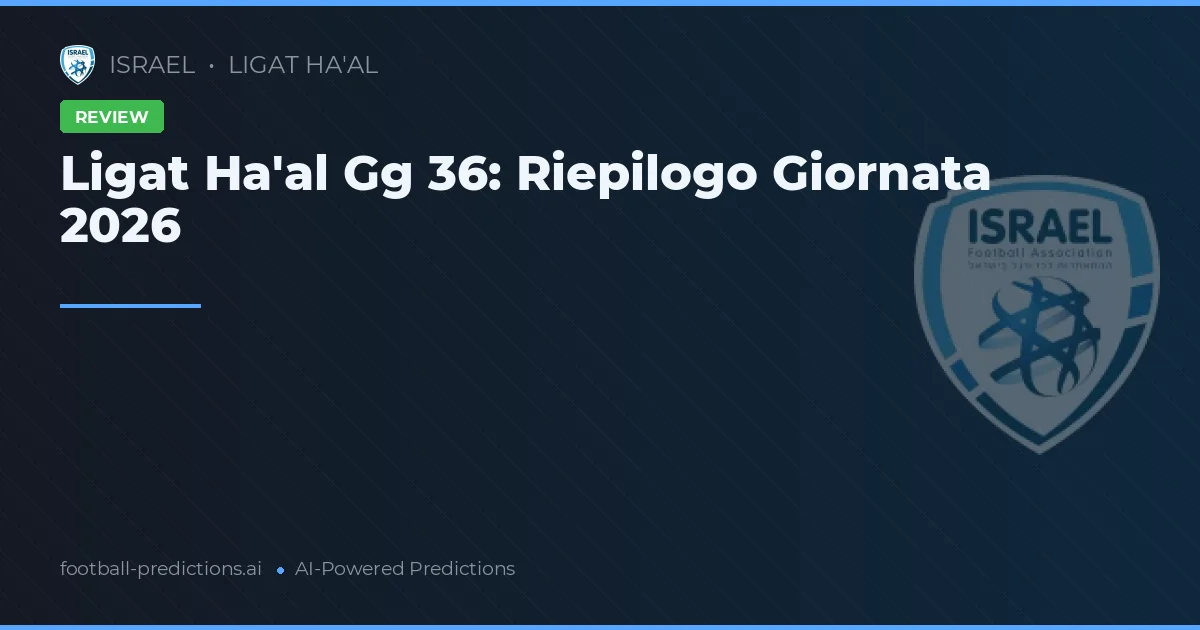 Ligat Ha'al Gg 36: Riepilogo Giornata 2026