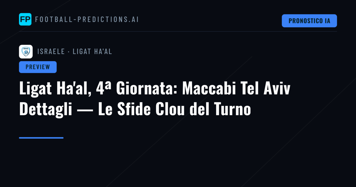 Ligat Ha'al, 4ª Giornata: Maccabi Tel Aviv Dettagli — Le Sfide Clou del Turno