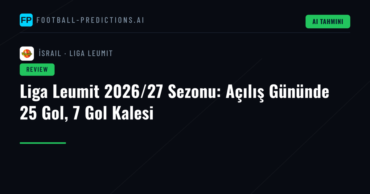 Liga Leumit 2026/27 Sezonu: Açılış Gününde 25 Gol, 7 Gol Kalesi