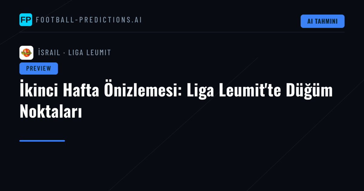 İkinci Hafta Önizlemesi: Liga Leumit'te Düğüm Noktaları
