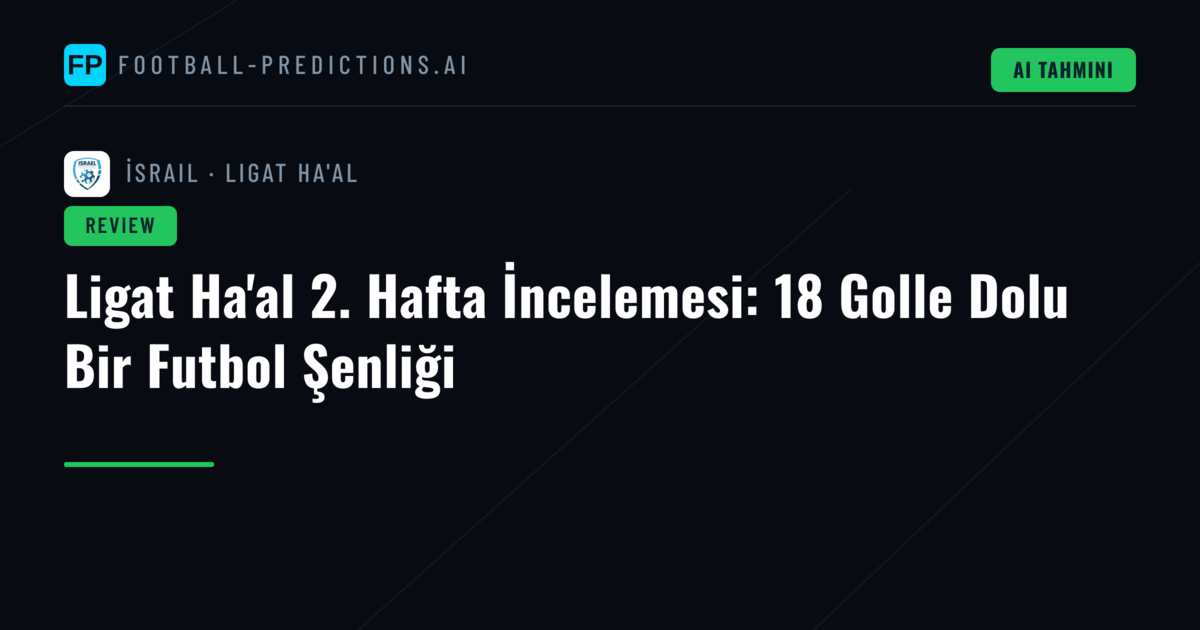 Ligat Ha'al 2. Hafta İncelemesi: 18 Golle Dolu Bir Futbol Şenliği