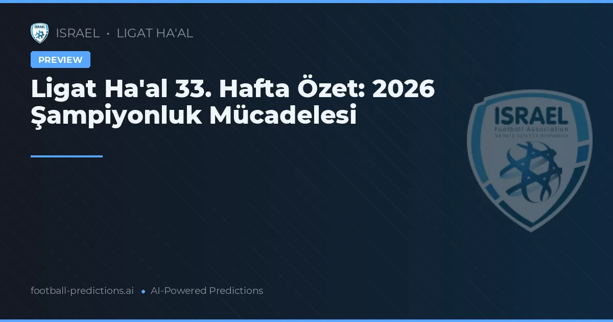 Ligat Ha'al 33. Hafta Önizlemesi 2026