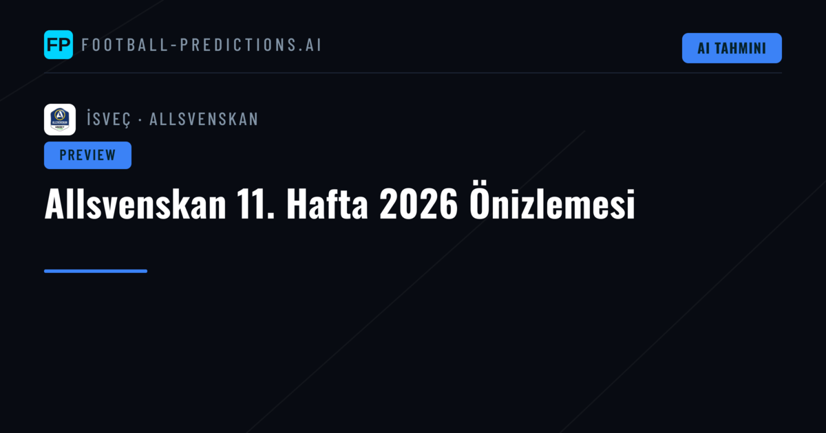 Allsvenskan 11. Hafta 2026 Önizlemesi